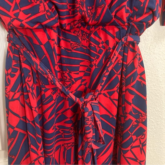 Sangria Womens Dress 3/4 Sleeve V Neck Knee Length Size 14 Red/Blue - Picture 4 of 16